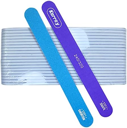 Nail File and Buffer for Natural Nails Dual Sided 2 Steps Shorten and Shape Nail Tools 20pcs 240/320 Grit