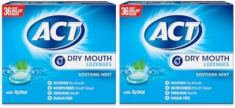 Act Dry Mouth Lozenges with Xylitol, Soothes, Moisturizes & Freshens, Soothing Mint, Value Size, 36 ct., 2 pk