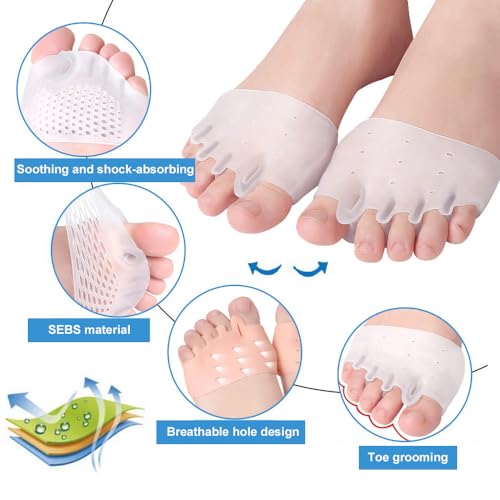 4 Pairs Hyggaer Toe SeparatSilicone Toe Separators for Women and Men, Gel Toe Spacers Bunion Corrector and Toe Straightener for Overlapping Toes and Hallux Valgus Relief, Soft Breathable Toe Spreaders