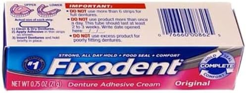 Fixodent Denture Adhesive Cream Original 0.75 oz (Pack of 12)