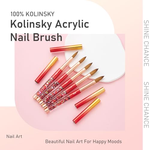 Acrylic Nail Brush Size 10, 100% Real Kolinsky Nail Brush for Acrylic Powder Application, Handmade Women Manicure Nail Extension Tool for Professional DIY Home Salon and Beginner