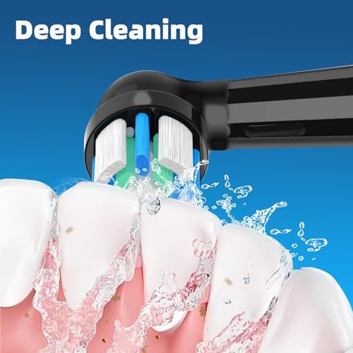 8PCS IO Replacement Heads Compatible with Oral B IO, for Oral B IO 2/3/4/5/6/7/8/9/10 Series Electric Toothbrushes, Medium Softness for Protect Teeth and Gums, Black/White