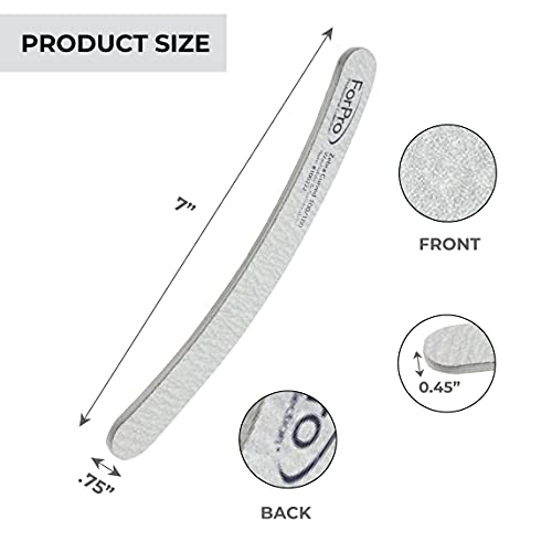 ForPro Professional Collection Zebra Curved Foam Board, 100/180 Grit, Double-Sided Manicure and Pedicure Nail Files, 7” L x .75” W, 50-Count