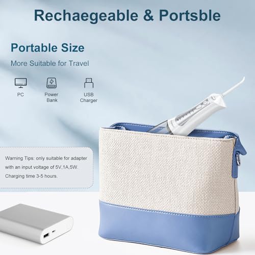 Froomer Cordless Water Flosser – Rechargeable Portable Electric Water Flosser for Teeth, Braces, 5 Modes, IPX7 Waterproof, Travel Friendly, 300ml, White