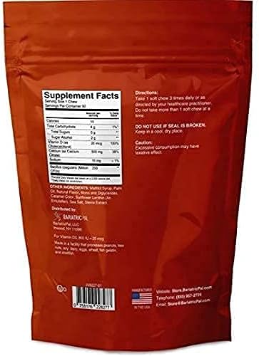 BariatricPal 90-Day Bariatric Vitamin Bundle (Multivitamin ONE 1 per Day! Capsule with 60mg Iron and Calcium Citrate Soft Chews 500mg with Probiotics - French Caramel Vanilla)