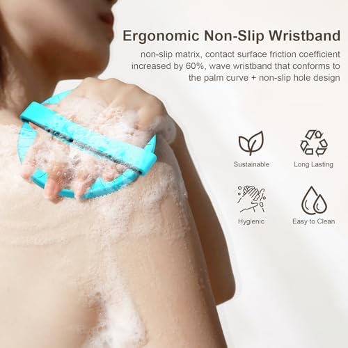 Silicone Body Scrubber Brush - Gentle Exfoliating and Lather Well - Fast-Drying, Hygienic, BPA-Free Silicone Body Exfoliator for Sensitive Skin, Men & Women