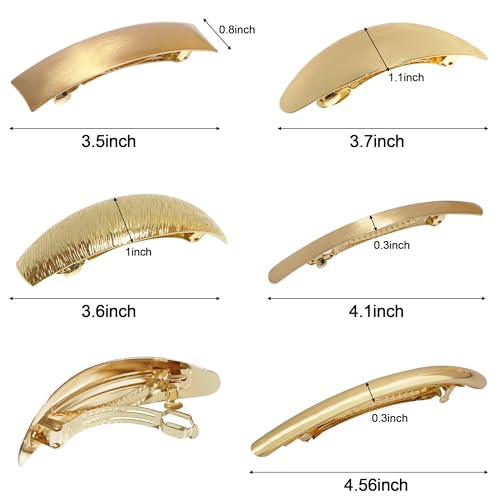 DeD Pack of 5 Women Hair Clips Metal Hair Pins Simple Retro Large Hair Barrettes French Clip Barrettes For Women Lady(Gold)