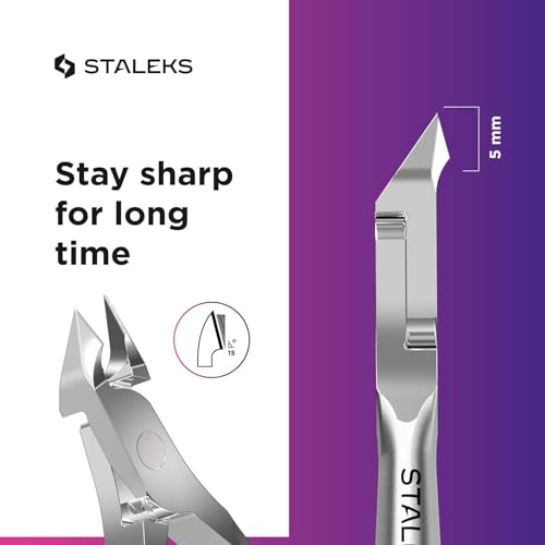 Staleks Pro Cuticle Trimmer - Professional Stainless Steel Cuticle Nipper with Sharp 5mm Blade: Durable Manicure and Pedicure Tool for Nail Care NS-30-5