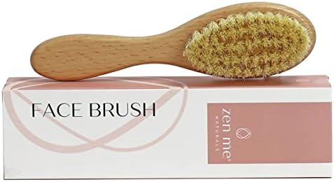 Dry Brush for Face for Smooth Radiant Skin by Zen Me, Natural Face Exfoliator Tool to Unclog Pores, Promote Lymph Flow & Reduce Swelling, Facial Brush with Natural Boar Bristles & Polished Wood Handle