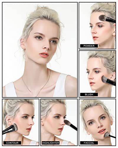 Anmor Luxurious Black Makeup Brush Set, Premium Makeup Brushes for Foundation Kabuki Powder Blush Eyeshadow Blending Crease Makeup, Superior Soft Luxurious Makeup Brush Set with Micro Crystal Fiber