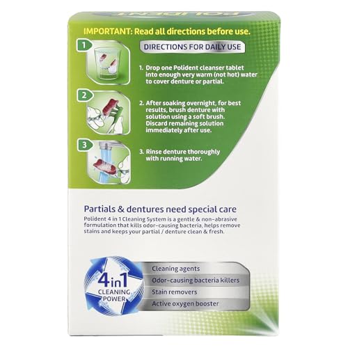 Polident Overnight Whitening Triple Mint Freshness Denture Cleaner Tablets - 84 CT