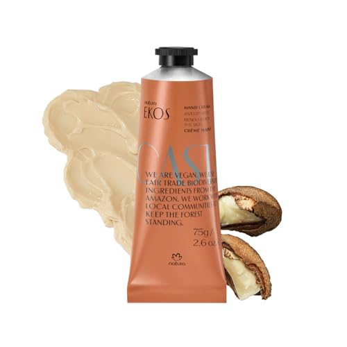 Natura - Ekos Castanha (Brazil Nut) Hand Cream - Anti-Dryness Hand Balm - 24-Hour Deep Hydration Skin Moisturizer - Vegan Skin Care - Brazilian Beauty Secrets - Self Care & Body Care - 2.6oz (75g)