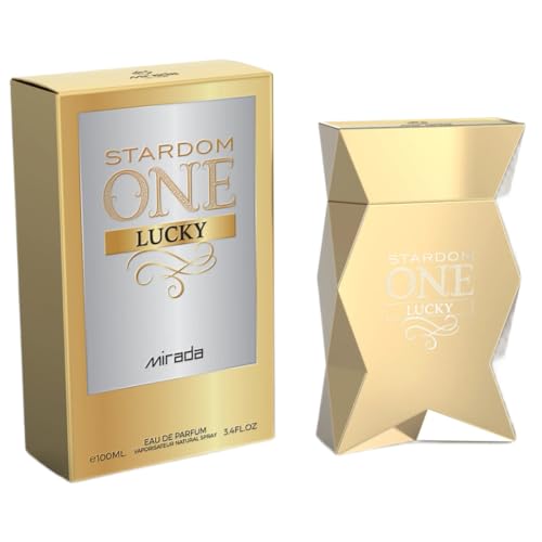 Stardom One Lucky, Men's Eau de Parfum (EDP) 3.4 FL. Oz (100ml), Men’s Perfume with Notes of Plum, Grapefruit, Bergamot, Ozonic Notes, Jasmine, Orange Blossom, Hazelnut, Honey, Cedar