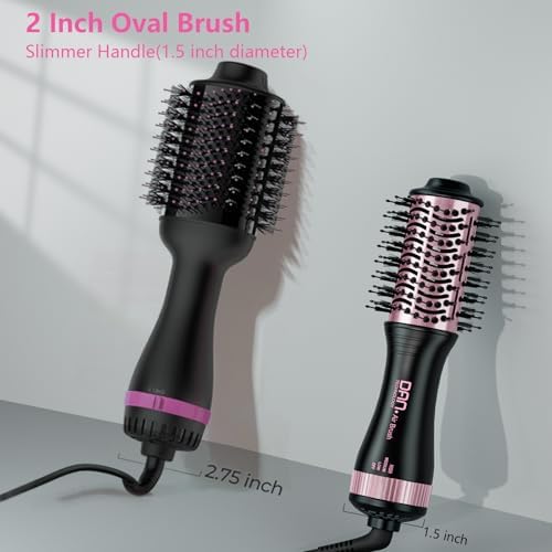 DAN Dual Voltage Hair Dryer Brush, Auto Dual Voltage 110V-120V/220V-240V Travel Hair Dryer Brush,Small Hot Air Brush with Multifunctional Conversion Plug,4 in 1 Blow Dryer Brush and Styler Volumizer