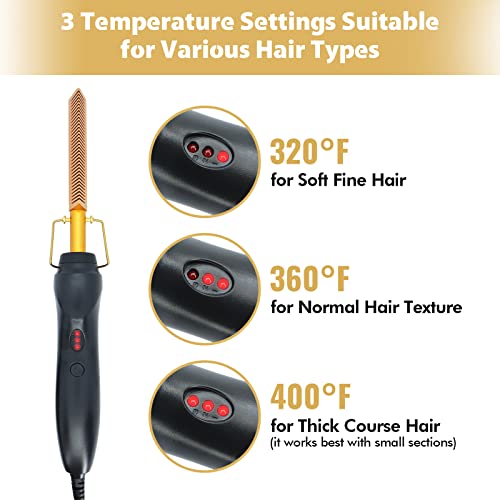 Dolahair Electric Hot Comb for Wigs Hair Straightener Electric Pressing Combs Lace Front Wigs Flat Iron Comb Lace Melting Band wig kit with hot comb wig installation kit