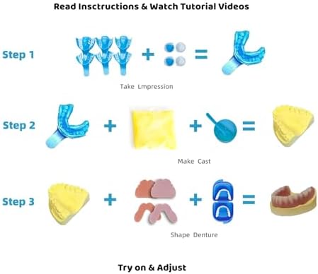 DENTUREWAY DIY Denture Kit with Impression(2 Sets of False Teeth),Do-It-Yourself Denture Solution,DIY Partial Denture kit, DIY Denture (Nature)