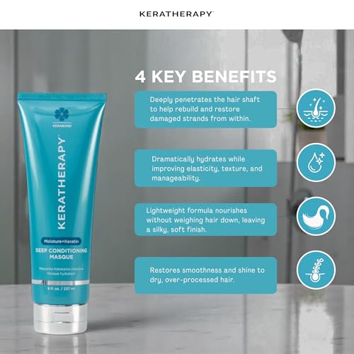 Keratherapy Keratin Infused Deep Conditioning Masque, 8 fl. oz., 237 ml - Moisturizing & Hydrating Hair Treatment with Kerabond, Jojoba, Nettle Root Extract, Wheat Oil, & Persian Walnut