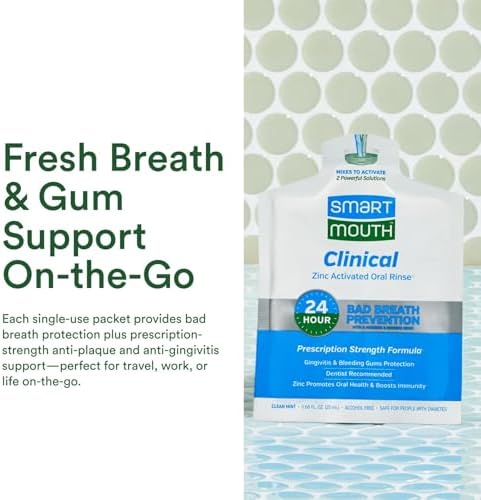 SmartMouth Clinical DDS Activated Mouthwash, Bad Breath and Bleeding Gums Support, 16 fl oz (50 Count)