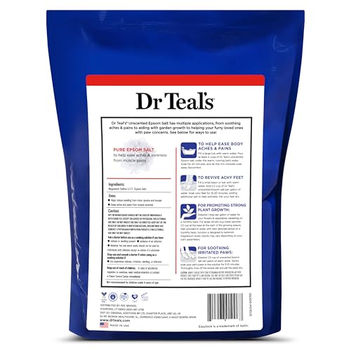 Dr Teal's Pure Epsom Salt Bulk Magnesium Sulfate USP, Fragrance Free, 19 lbs