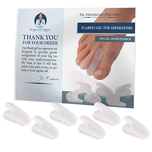 Dr. Frederick's Original Flared Gel Toe Separators - 6 ct - Soft Toe Spacers for Bunions, Overlapping Toes & Pain Relief - Orthotic Corrector for Men & Women - One Size