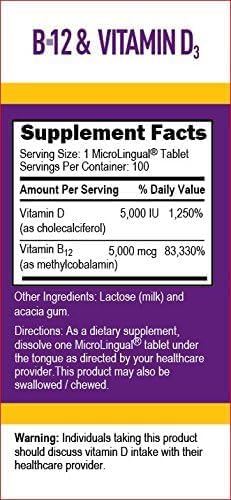 Superior Source NO Shot Methylcobalamin B-12 5,000 mcg with D3 5,000 IU - Energy & Heart Health Supplement - Multivitamin with Vitamin D3 for Bone Support - 100 Instant Dissolve Tablets