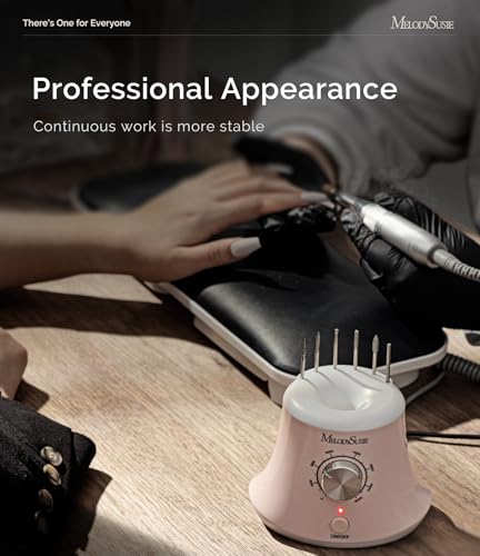 MelodySusie Electric Nail Drill with Foot Pedal, 30000RPM Professional Nail File Bits & Sanding Bands Kit for Acrylic & Gel Nails, Efile Nail Drill Set for Manicure Pedicure Polishing, Scarlet Pink