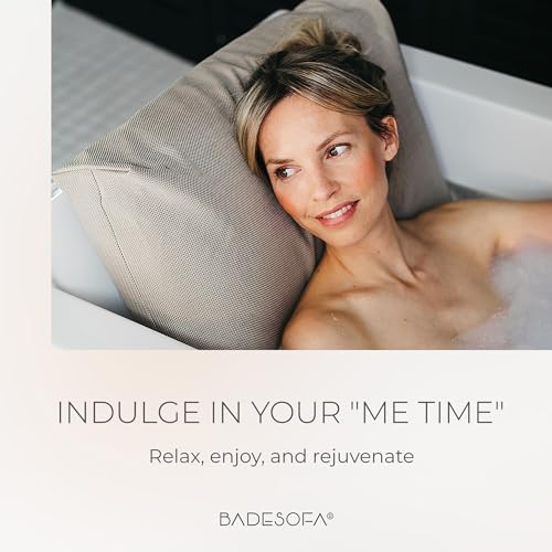 BADESOFA® Luxury Bathtub Pillow L - Large Bath Pillow for Therapeutic Neck and Back Support Quick-Drying - Washable Full Body Bath Tub Cushion - Luxury Spa Cushion in Grey