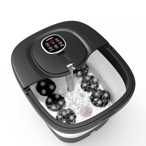 Foot Spa Bath Massager, 2025 Upgraded Foot Bath with Circulation Heat, Motorized Shiatsu Massage Balls, Pedicure Soaking Tub with Waves, Remote, Handle, Feet Stress Relief, Gifts