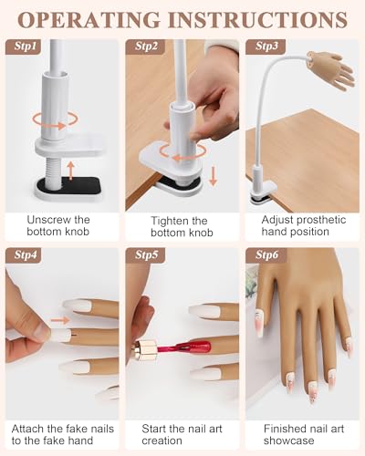 Practice Hand for Acrylic Nails, Silicone Hand for Nail Practice, Nail Tips Won't Fall off Nail Hand, Flexible Nail Practice Hand for Beginners,13.7 x 6.29 x 1.88in