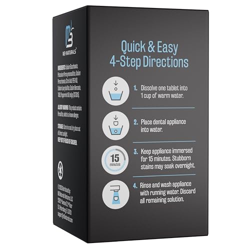 Retainer Cleanser Tablets Cleaner, Removes Odors Discoloration Stains and Plaque 2 Month Supply Denture Cleansers Retainers Mouth Guards Denture Bath Mint by M3 Naturals