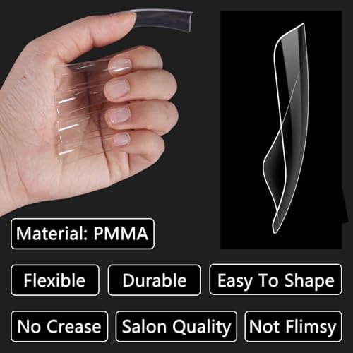 Laza 600pcs Long Duck Nail Tips 12 Sizes Box-packed Clear Duck Nails Full Cover Wide Nail Tips French False Nail Tips for Acrylic Nails Extension Tips — 44MM