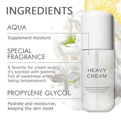 Heavy Cream Body & Hair Mist Perfume, Heavy Cream Perfume, With Sweet Vanilla & Rich Creamy Notes 3.38fl oz