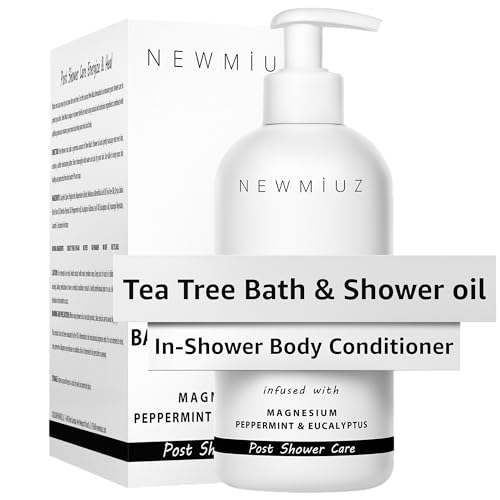 Magnesium inShower Body Conditioner Soft Skin Post Shower Care Moisturizer for Body Legs Bath Oil Sore Muscles Recovery Peppermint Eucalyptus Tea Tree Spa Gift
