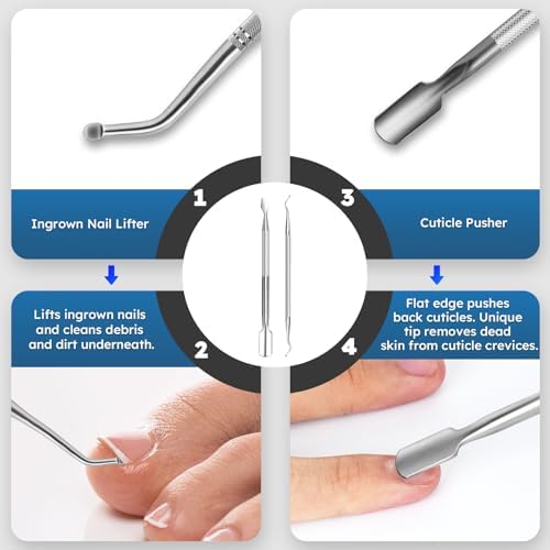 Nail Clippers for Seniors, Heavy Duty Ingrown Toenail Clippers with Long Handle， Wide Jaw Fingernail Clippers and Slanted Nail Cutter for Thick Nail for Men Women Pregnant Elderly 5Pcs