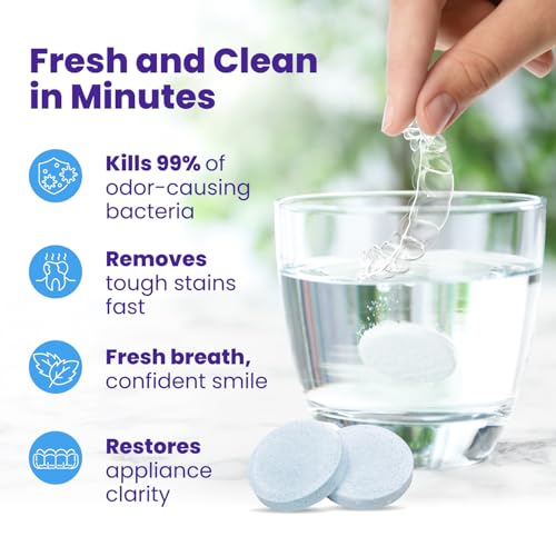 Retainer Brite - Retainer Cleaner Tablets for Invisalign, Mouth Guard Cleaner, Night Guard Cleaner and More. Cleaning Tablets for Ultrasonic Cleaners. 120 Tablets - 4 Month Supply. Made in USA