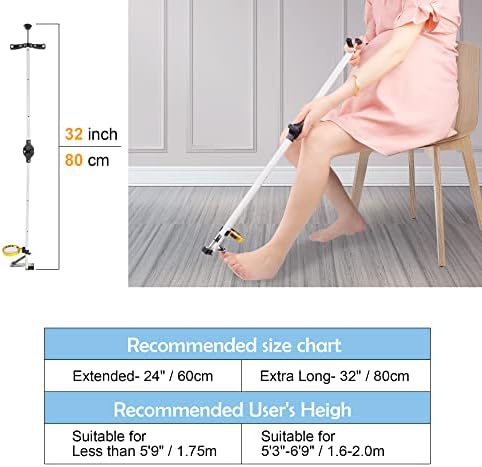 Foldable Long Handle Toenail Clippers Scissors, Easy Reach Pedicure Auxiliary Tools, Extended Nail Clippers for Seniors,Overweight, Hip and Waist Patients| Easy to Carry(with Magnifier, 32Inch)