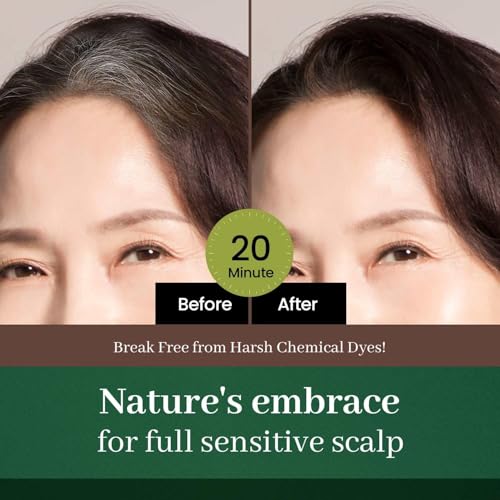 Dongsung Herb Speedy Color Cream PPD-Free Ammonia-Free Vegan Gray Coverage Hair Dye with Sun Protection, Odorless, Gentle for Sensitive Scalp, No Eye or Scalp Irritation (Natural Black)