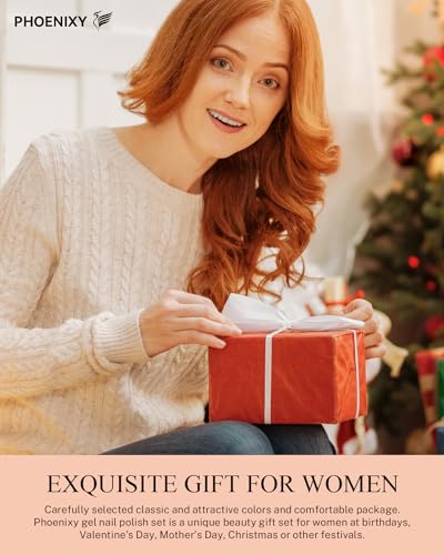 phoenixy 61 PCS Gel Nail Polish Kit with U V Light, 40 Colors Gel Nail Polish Set Manicure Starter Nail Kit Base Top Coat Gifts for Women