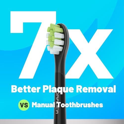 Compatible for Philips Sonicare W DiamondClean Replacement Toothbrush Heads HX6062 HX6063 HX6064, Whitening, Plaque Stain Removal with Medium Bristles and Tongue Cleaner Rubber (Black, 10 Count)