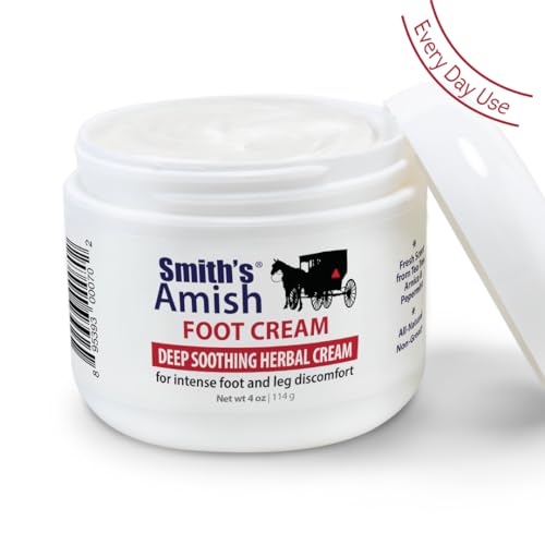 Smith's Amish Foot Cream (4 oz.) Deep Soothing Herbal Cream for Intense Foot and Leg Discomfort including Burning, Cramping and Restlessness Sensations