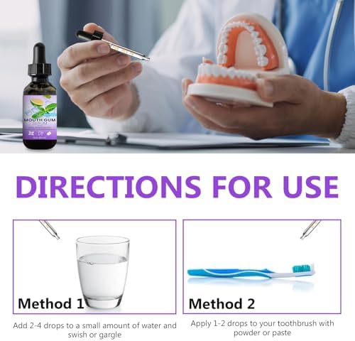 Gum Restore Drops - Gum Repair for Receding Gums Treatment, Gum Regrowth Treatment Drops for Dry Mouth, Stain Removal & Bad Breath Treatment for Adults, Instant Fresh Breath, 60ML