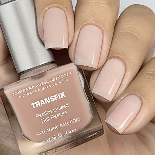 Dermelect Transfix Nail Restore Base Coat- with Protein Peptides Strengthening, Nourishing, Concealing Treatment for Weak Nails, Peeling, Breaking, Splitting, Damage 0.4 oz