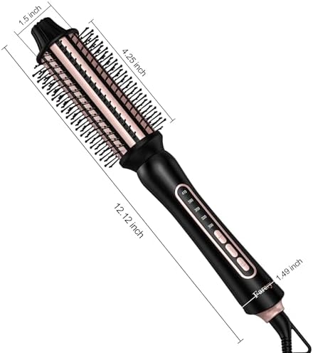 Thermal Brush 5 Adjustable Temps, 1.5 Inch Hot Curling Brush for Big Bouncy Curls, Non-Blowing Heated Round Brush, Ceramic Curling Wand for Medium & Long Hair, Dual Voltage for Travel