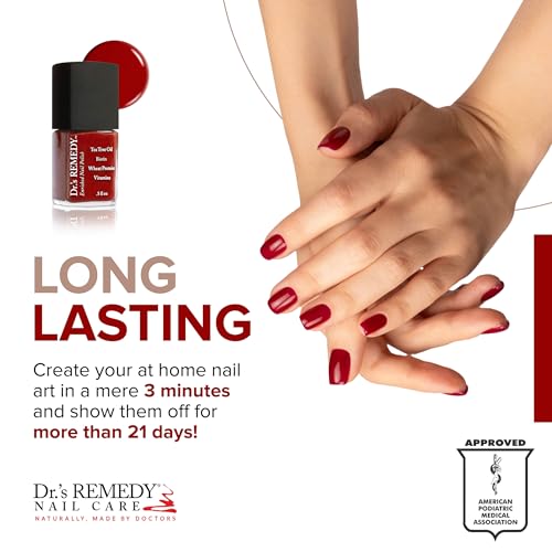 Dr’s Remedy Enriched Nail Polish: Non Toxic, All Natural, and Organic - Doctor Formulated: Strengthens, Restores, Heals, and Protects '24-Free' - RESCUE Red