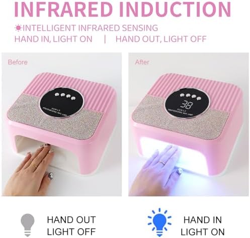 U V Light for Gel Nails, LimeGirl Nail Lamp LED Nail Lamp Professional with 4 Timer, 45 Lamp Beads and Automatic Sensor, Nail Cure Lamp for Gel Polish Acrylic Nail Powder (Pink)