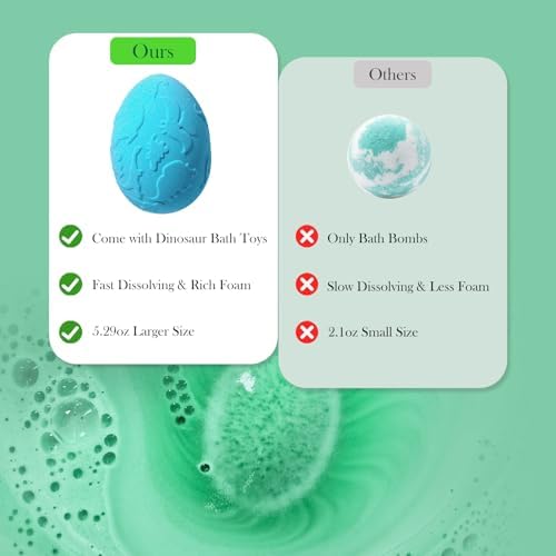 Kids Bath Bombs with Surprise Inside, XXL Large Dinosaur Bath Bombs 8pcs Bath Bomb Set with Toys Inside, Dino Toy Gifts for Kids Age 3 4 5 6 7 8 9 10 11 12