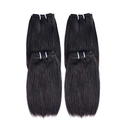 Liang Dian 10 Inch Short Human Hair Bundles Natural Color 4 Bundles 12A Brazilian Virgin Hair 100% Unprocessed Straight Human Hair(10"10"10"10")