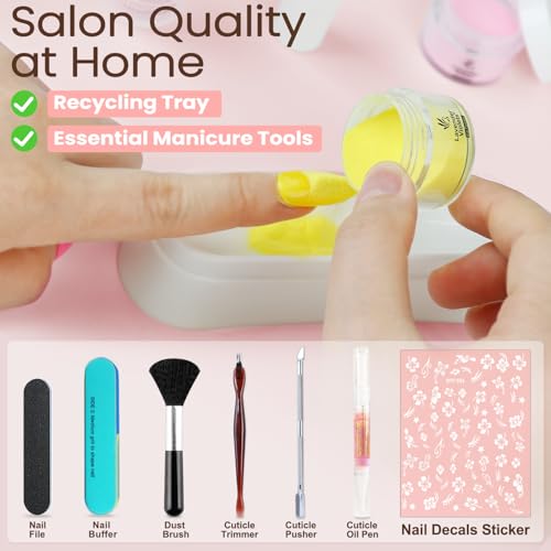 Lavender Violets Dip Powder Nail Kit: 48 Colors Pink Green Blue Orange Yellow with Dip Powder Liquid Set and Essential Manicure Tools for Home Salon Manicure G905