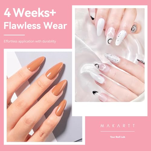 Makartt Almond Nail Tips, 500pcs Medium Pre-buffed Full Cover Clear Press on Nails 10 Sizes Soak Off Soft Gel Nail Tips Extension Professional Acrylic Fake Nails No Crease False Nail Salon DIY Art