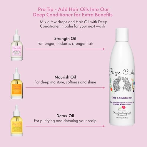 Rizos Curls Nourish Oil Strength & Frizz Control - Improve Split Ends & Repair Dry Brittle Hair Smooths & Hydrates All Hair Types Straight, Wavy, Curly Non-Greasy, Sulfate & Paraben Free